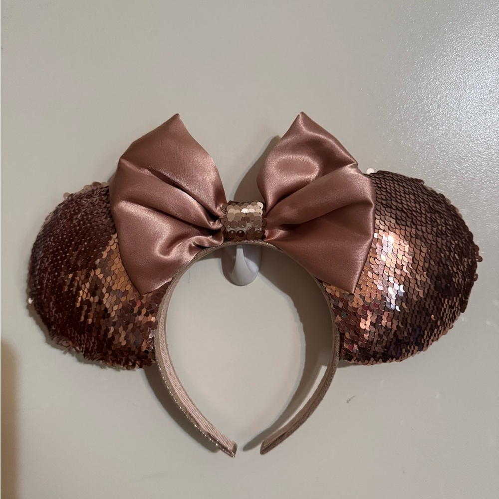 Rose gold Sequin Mouse Ears with Bow